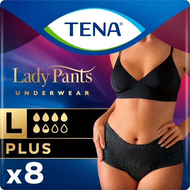 Урологічні труси Tena Lady Pants Plus для жінок Large Black, 8 шт.