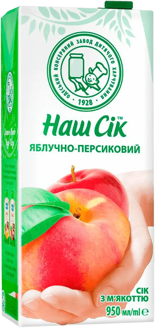 Сік Наш Сік яблучно-персиковий 950 мл
