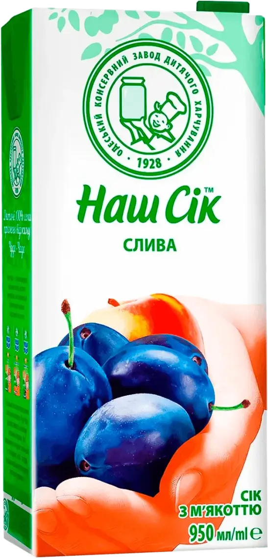 Сік Наш сік сливовий з м'якоттю 950 мл