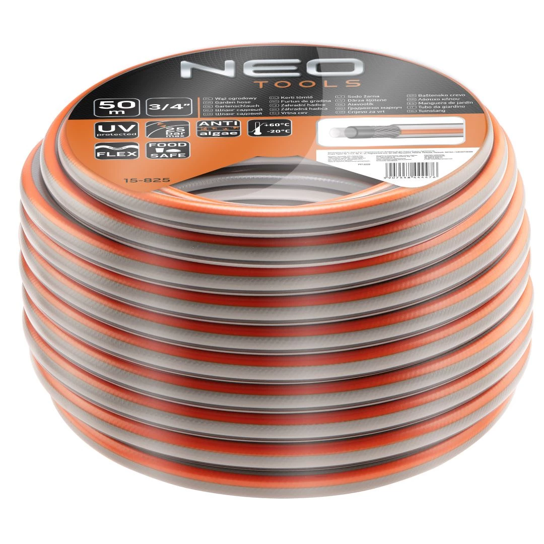 Шланг садовий Neo Tools Optima, 3/4", 50м, 4 шари, до 25 Бар, -20…+60°C