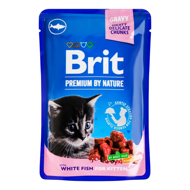 Корм вологий для котів Brit Premium з білою рибою для кошенят 100 г (8595602548637)