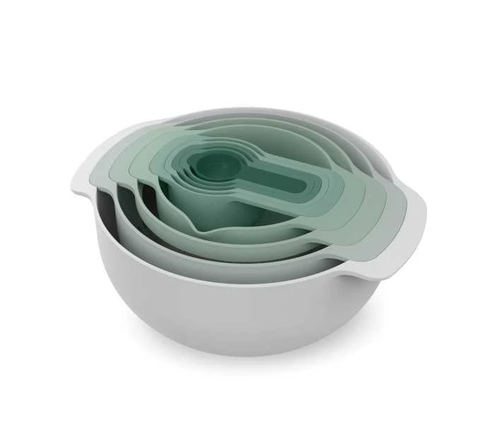 Набір мисок Joseph Nest 9 Plus Sage, з мірними ложками,зелений