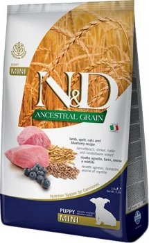 Корм сухий для цуценят малих порід Farmina Low Grain Dog Lamb & Blueberry Puppy Mini з ягням, 800 г (156372)