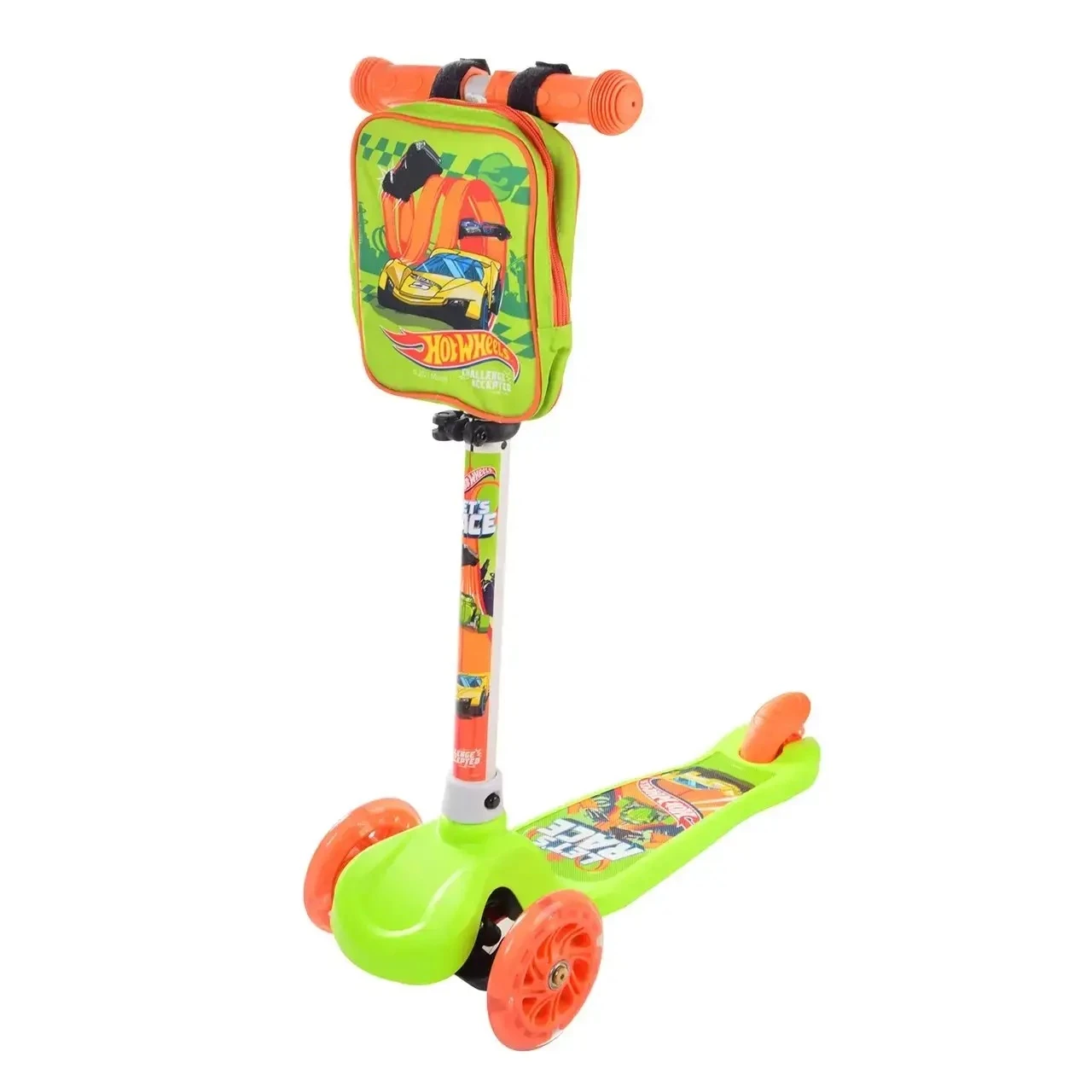 Самокат Bambi Hot Wheels дитячий триколісний із рюкзаком, зелений (LS2115)