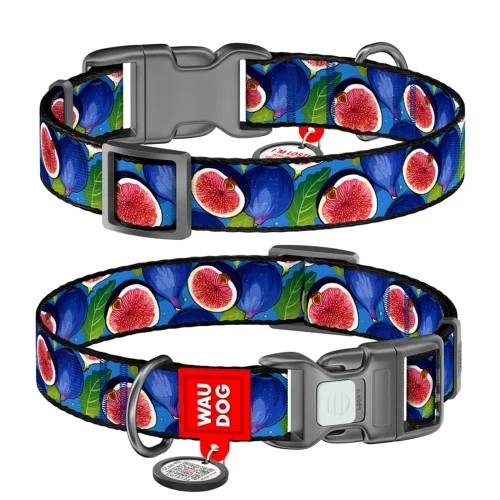 Нашийник для собак Waudog Nylon з QR паспортом, малюнок Інжир S, 25-35 см (4823089375588)