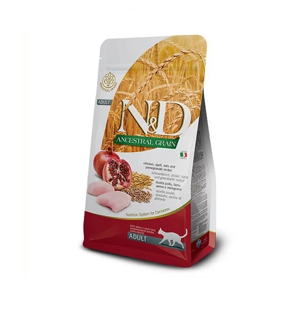 Беззерновий сухий корм 10 кг для дорослих кішок. Farmina Low Grain курка, гранат