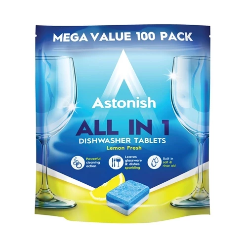 Таблетки для посудомийних машин Astonish All in one з сіллю та ополіскувачем 100 шт (5060060210738)