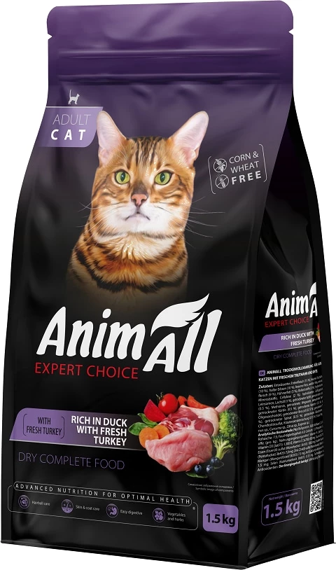 Корм сухий для котів AnimAll зі свіжою індичкою та качкою 1.5 кг (178598)