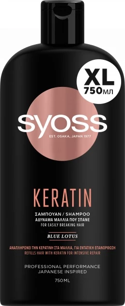 Шампунь Syoss Keratin для ламкого волосся з блакитним лотосом, 750 мл