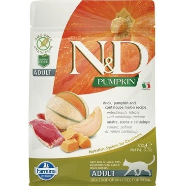 Сухий беззерновий корм 5 кг для дорослих кішок. Farmina Pumpkin Duck & Cantaloupe Melon з качкою та гарбузом