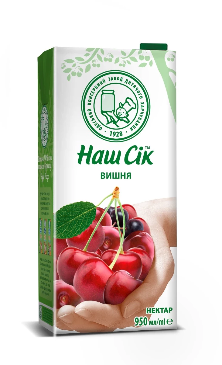 Нектар Наш Сік вишневий неосвітлений 0.95 л (4820016252639)