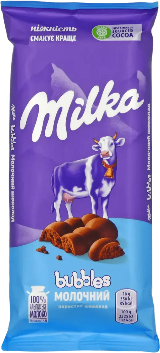 Шоколад Milka Bubbles молочний пористий 80 г