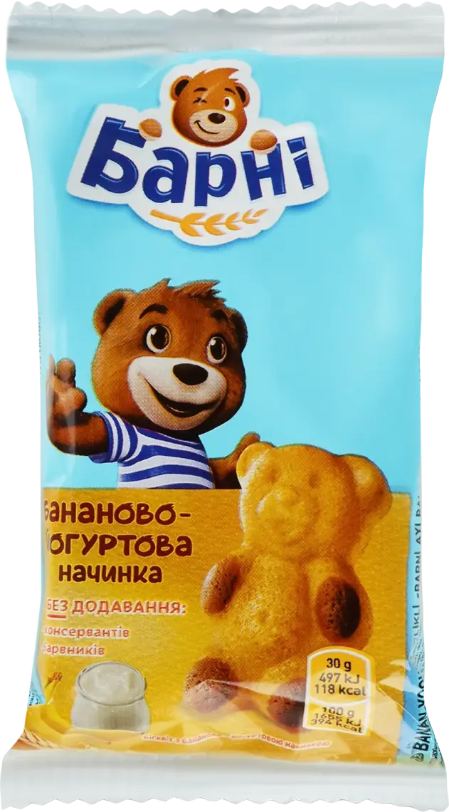 Бісквіт Ведмедик Барні з банановою начинкою 30 г