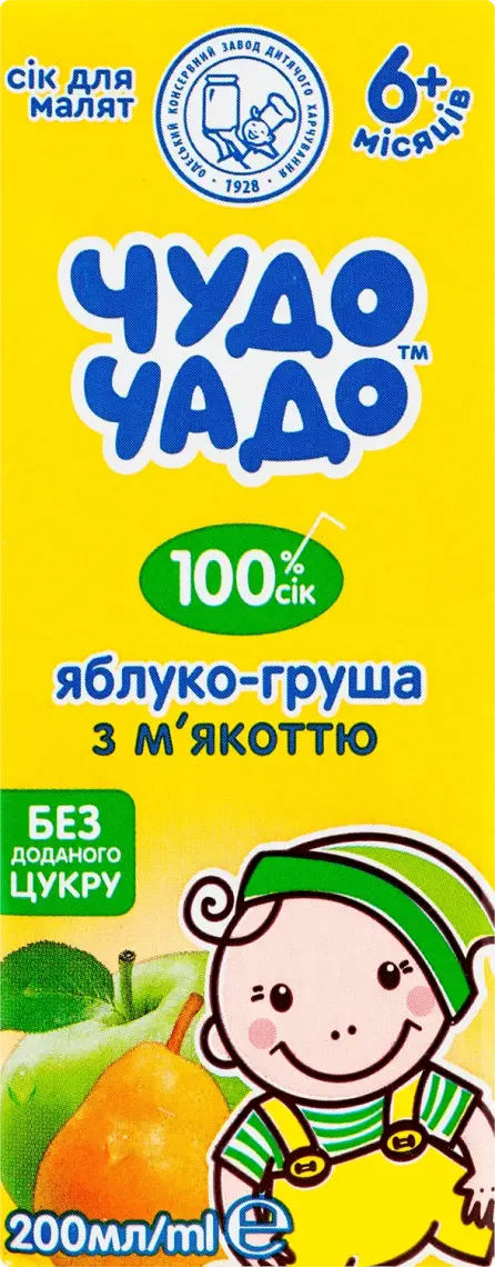 Сік Чудо-чадо яблуко та груша з м'якоттю 200 мл