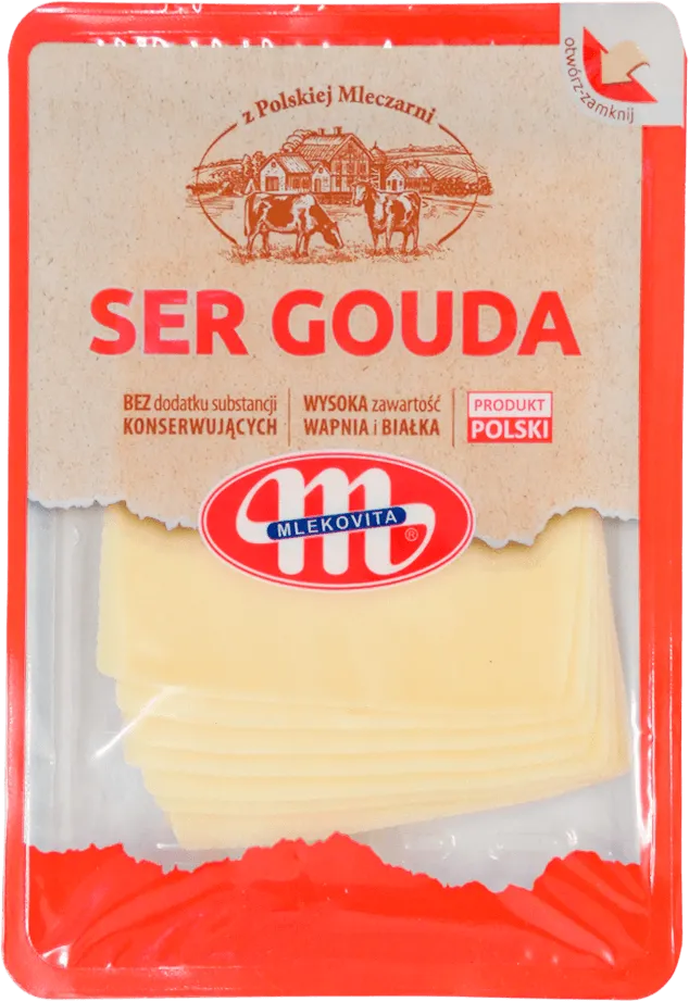 Сир Mlekovita Gouda нарізка 45% 150 г