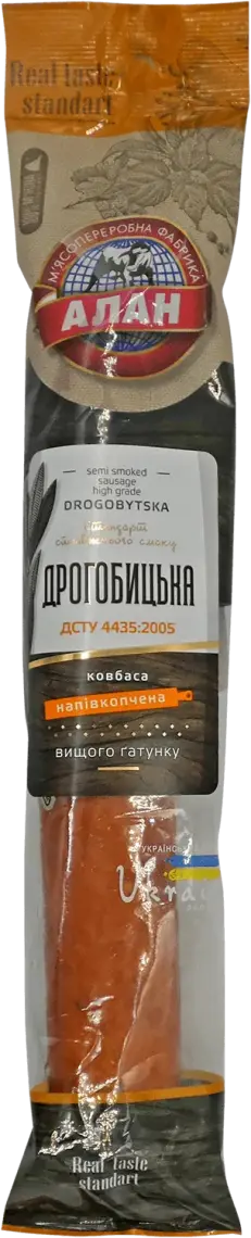 Ковбаса Алан Дрогобицька напівкопчена вищий гатунок 370г