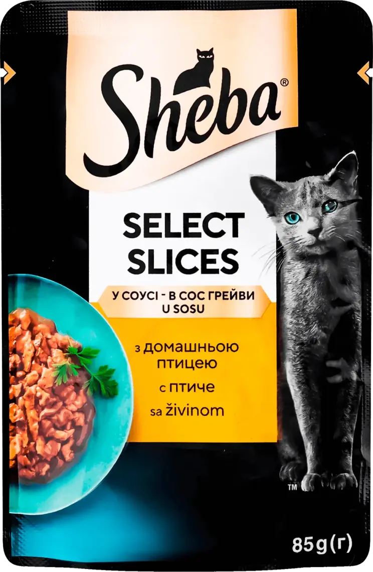 Корм для котів Sheba Selection in Sauce волога з домашньою птицею в соусі 85 г