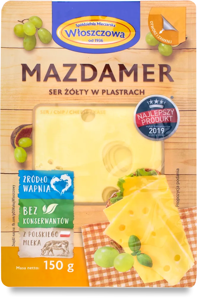 Сир Wloszczowa Mazdamer 45% 150 г