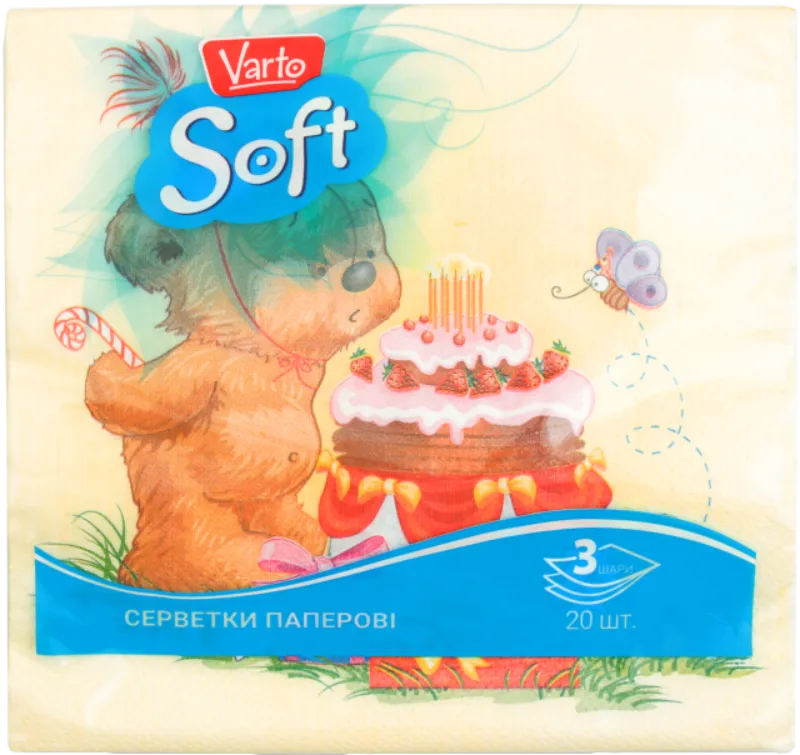 Серветки столові Varto Soft декоративні 3-шарові 33x33 см 20 шт
