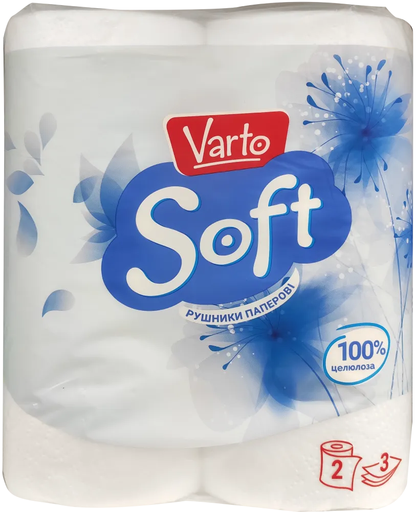 Рушники паперові Varto Soft 3-шарові 2 шт
