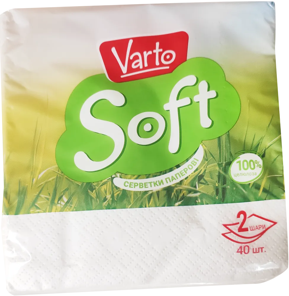 Серветки столові Varto Soft паперові 2-шарові 24x24 см 40 шт