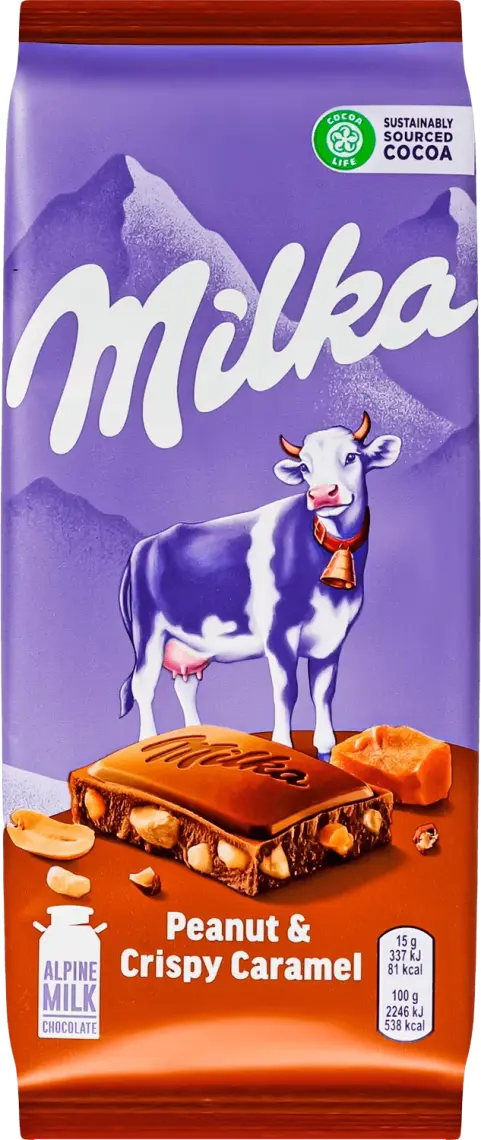 Шоколад Milka молочний з карамеллю і арахісом 90 г