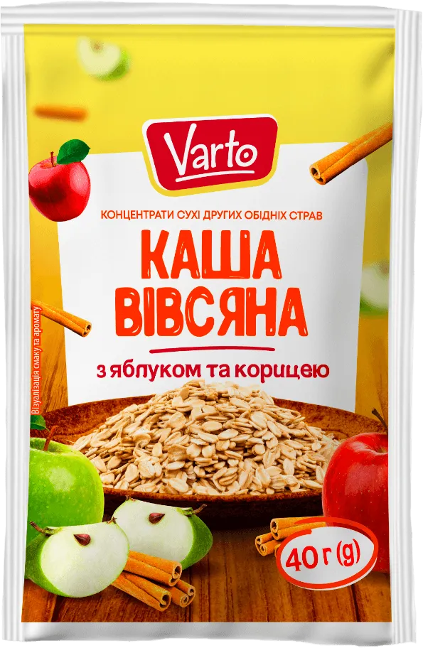 Каша швидкого приготування Varto вівсяна з яблуком та корицею 40 г