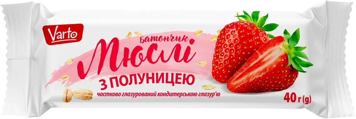 Батончик-мюслі Varto з полуницею 40 г
