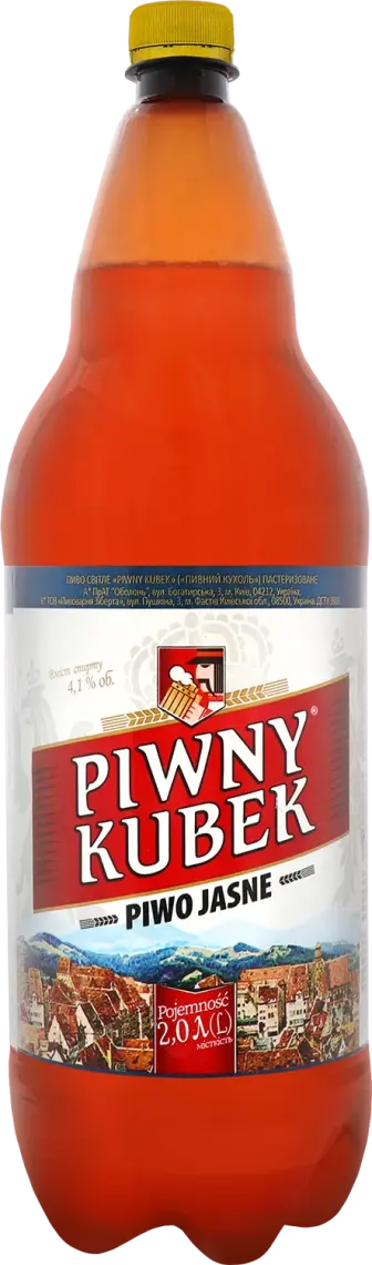 Пиво Piwny Kubek світле фільтроване 4.1% 2 л