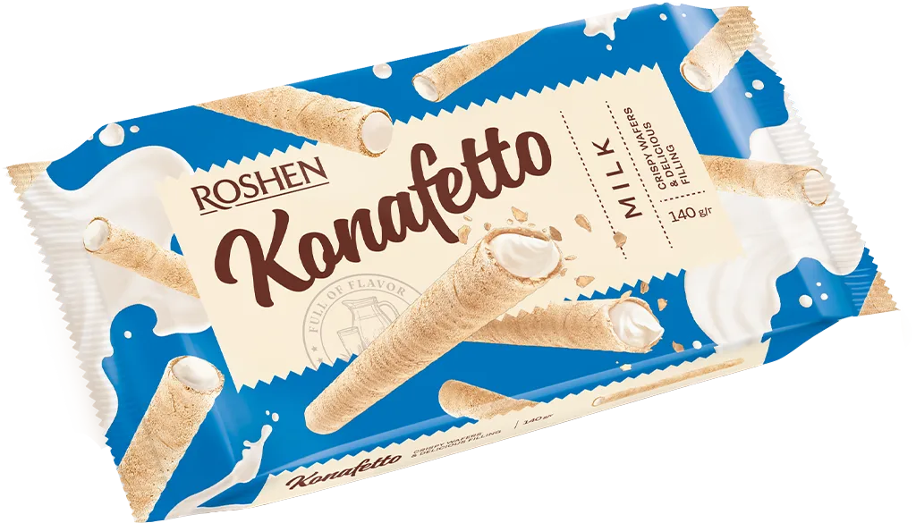 Вафельні трубочки Roshen Konafetto з молочною начинкою 140 г