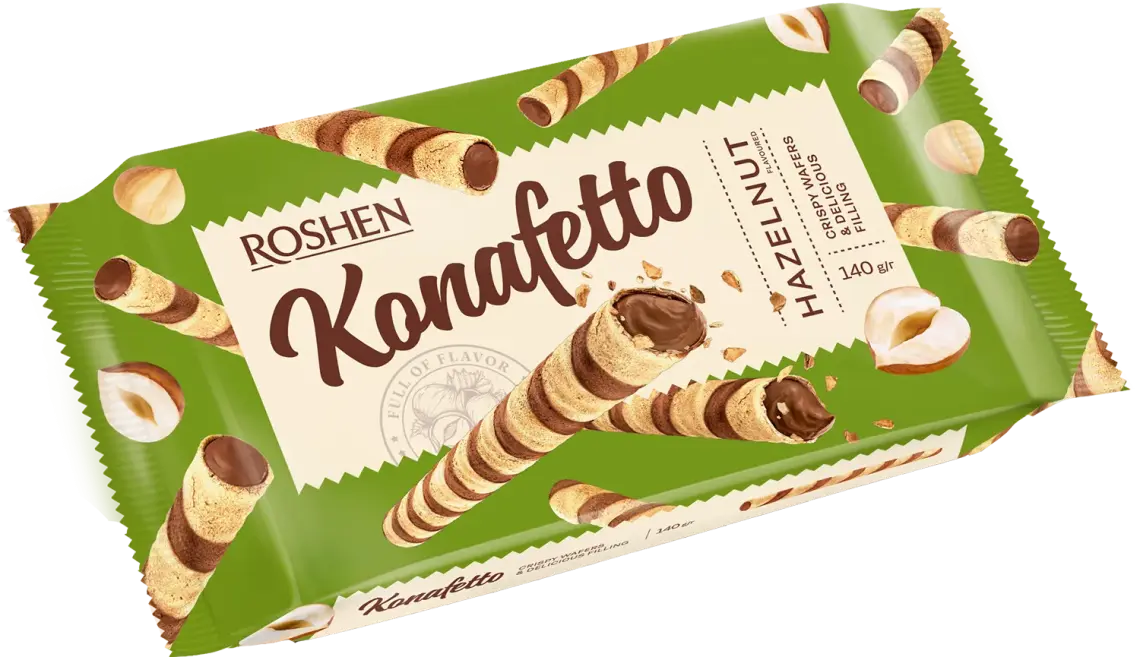 Вафельні трубочки Roshen Konafetto з горіховою начинкою 140 г