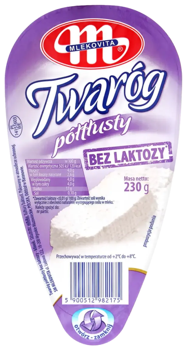 Сир Mlekovita напівжирний без лактози 4% 230 г