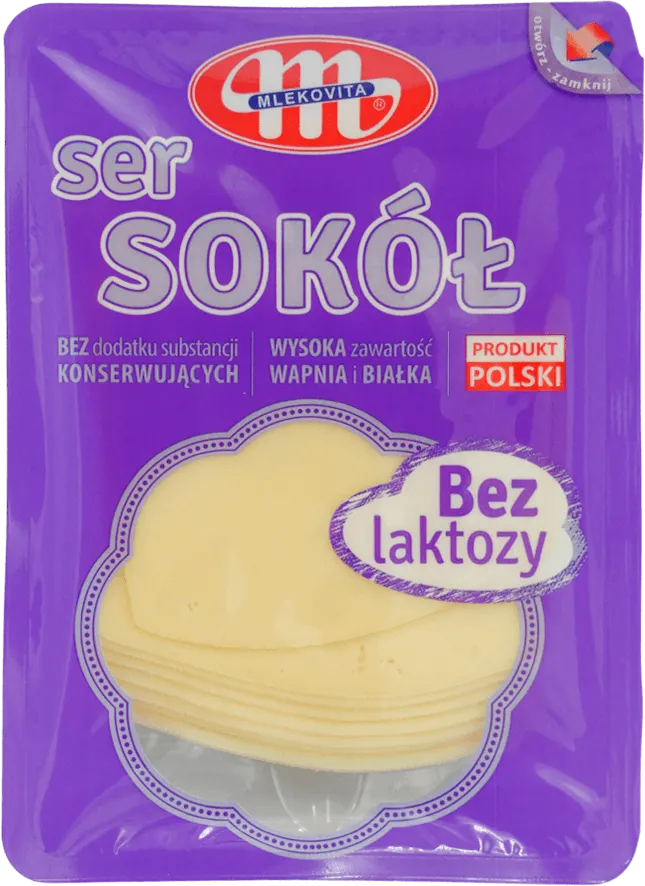 Сир Mlekovita Sokol без лактози нарізка 45% 150 г