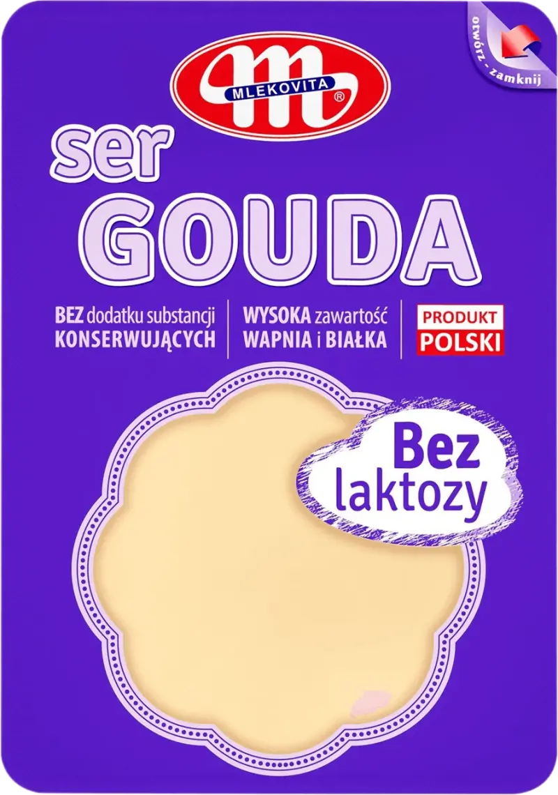 Сир Mlekovita Gouda без лактози нарізка 45% 150 г