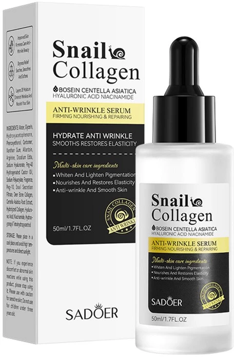 Есенція для обличчя Sadoer Snail Collagen Anti-Wrinkle Essence з муцином равлика та колагеном проти зморшок 50 мл (NO.SD09692)