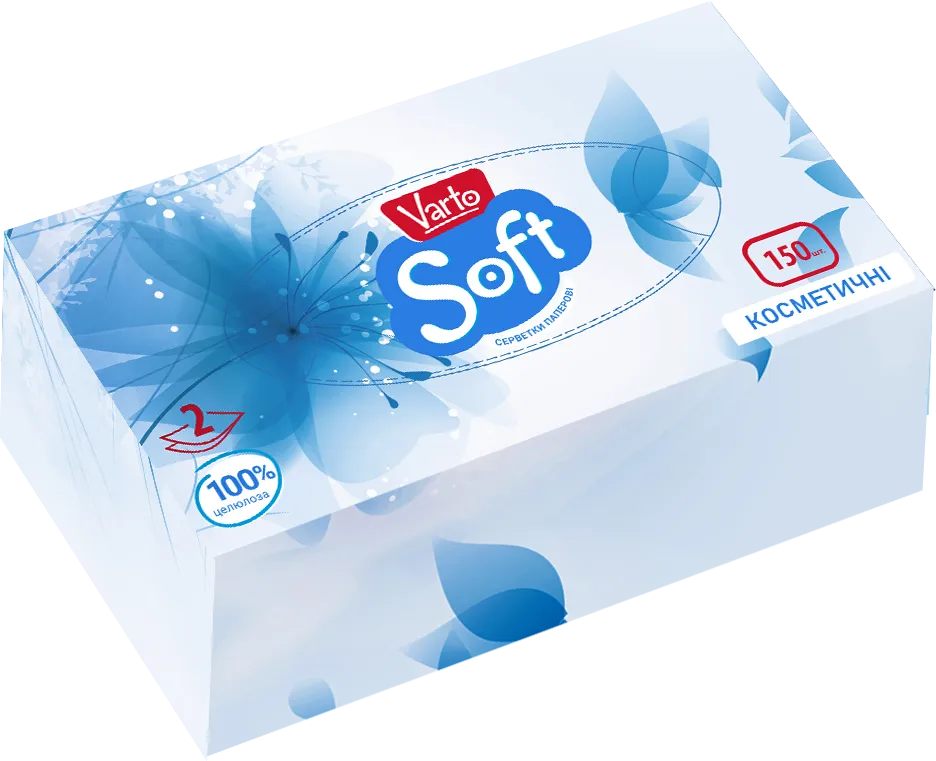 Серветки Varto Soft косметичні двошарові 150 шт