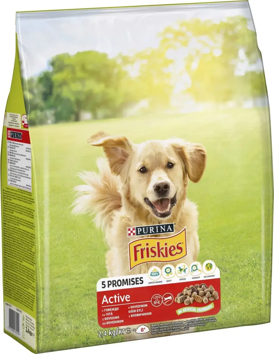 Сухий корм Friskies Active для дорослих собак з підвищеною активністю з яловичиною 2.4 кг