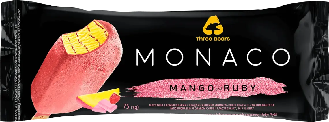 Морозиво Три Ведмеді Monaco Mango and Ruby 75 г