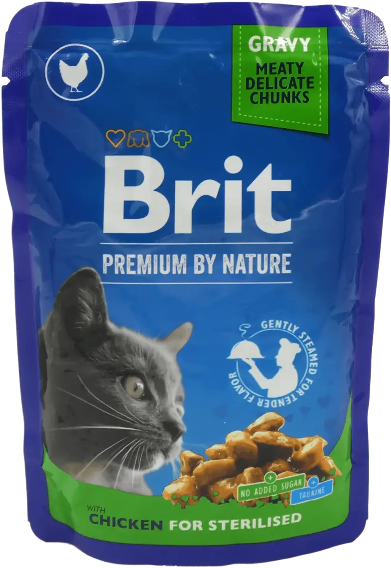 Корм для стерилізованих котів Brit Premium вологий з куркою 100 г