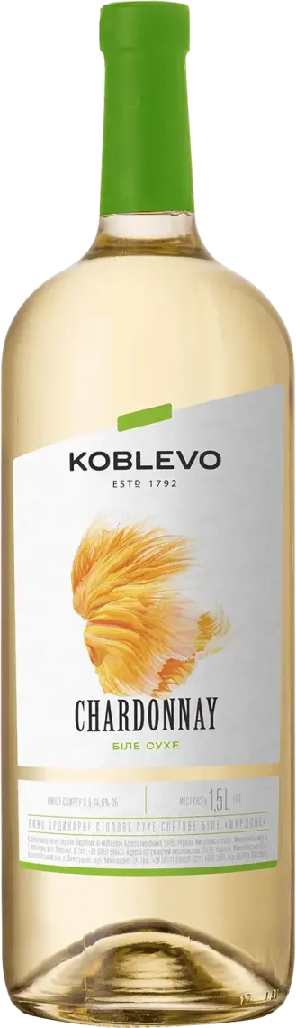 Вино Koblevo Бордо Шардоне сухе біле 1.5 л