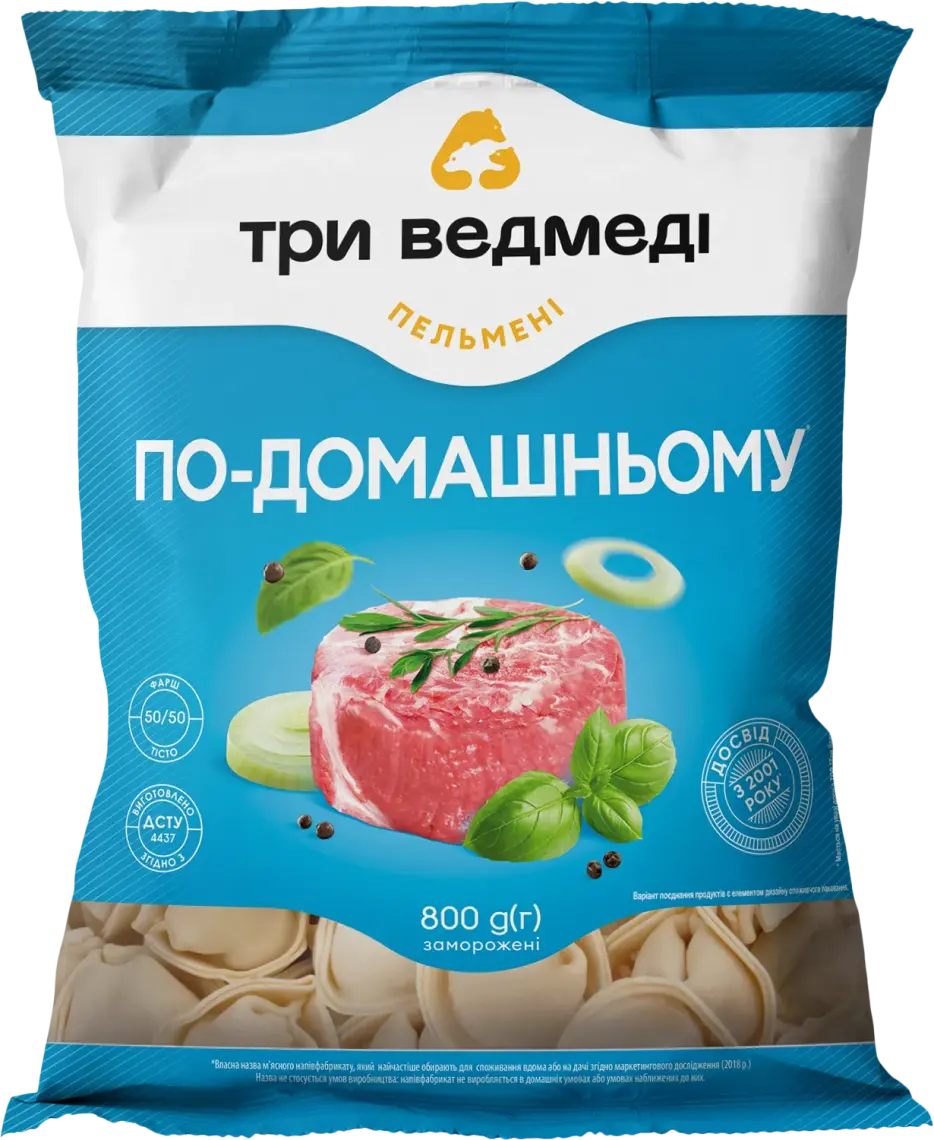 Пельмені Три ведмеді По-домашному зі свининою та яловичиною 800 г