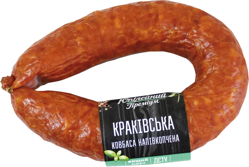 Ковбаса Ювілейний Преміум Краківська напівкопчена вищого ґатунку вагова