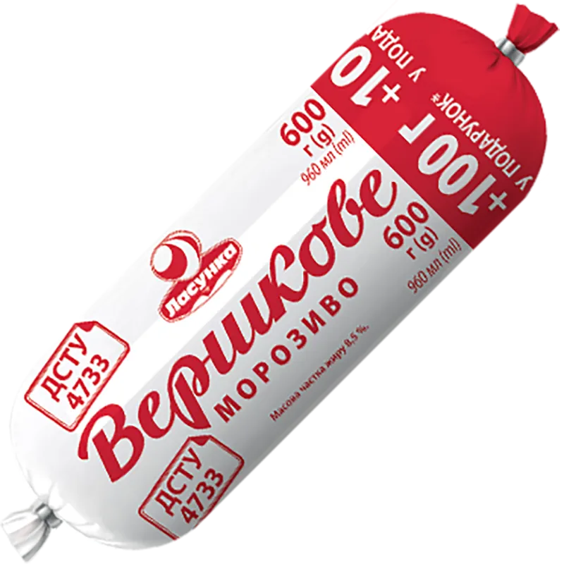 Морозиво Ласунка 8.5% Вершкове 600г