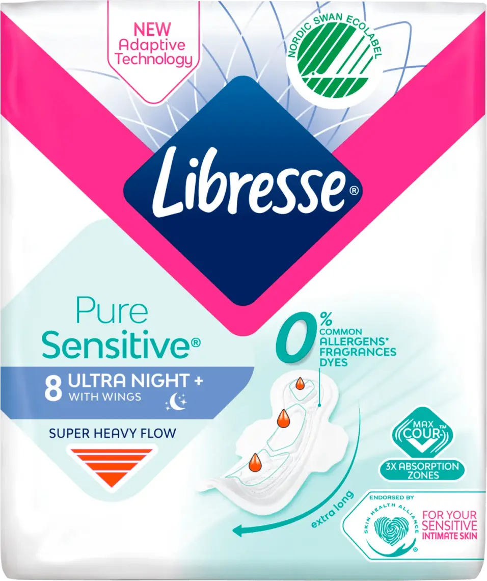 Прокладки Libresse Pure Sensitive Ultra Night + Нічні 8шт