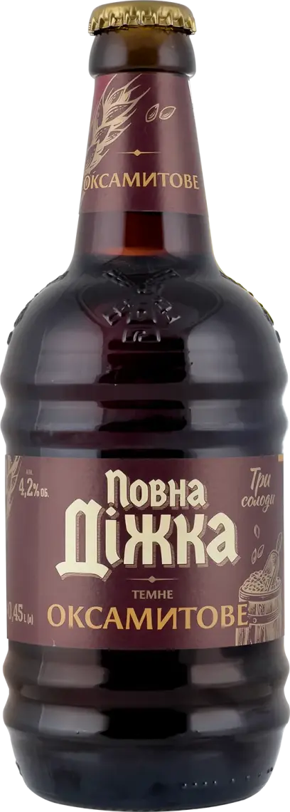 Пиво Повна Діжка Оксамитове темне пастеризоване 4.2% 0.45 л