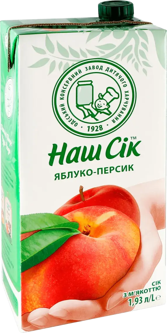 Сік Наш сік Яблуко-персик з м'якоттю 1,93 л