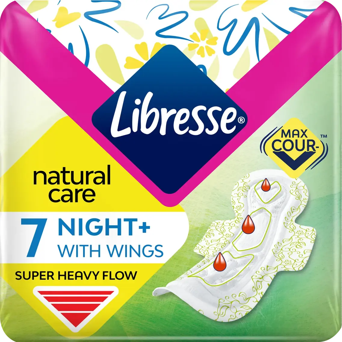 Прокладки гігієнічні Libresse Natural Care Maxi Night 7 шт