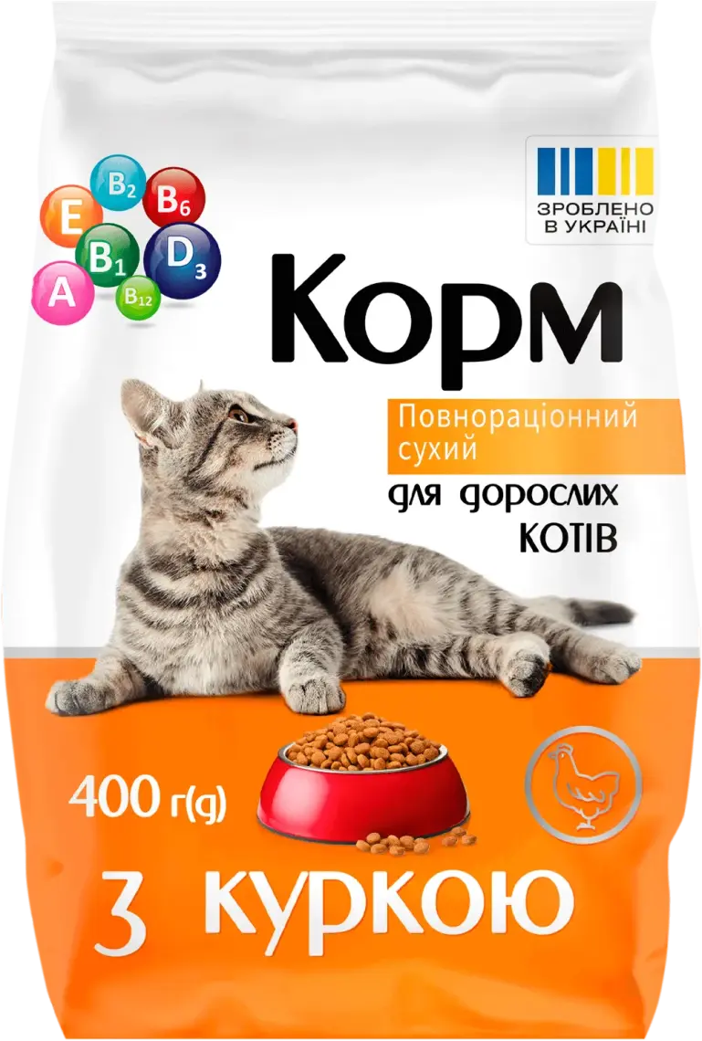 Корм для котів ЧИСТА ВИГОДА! з куркою повнораціонний сухий 400 г