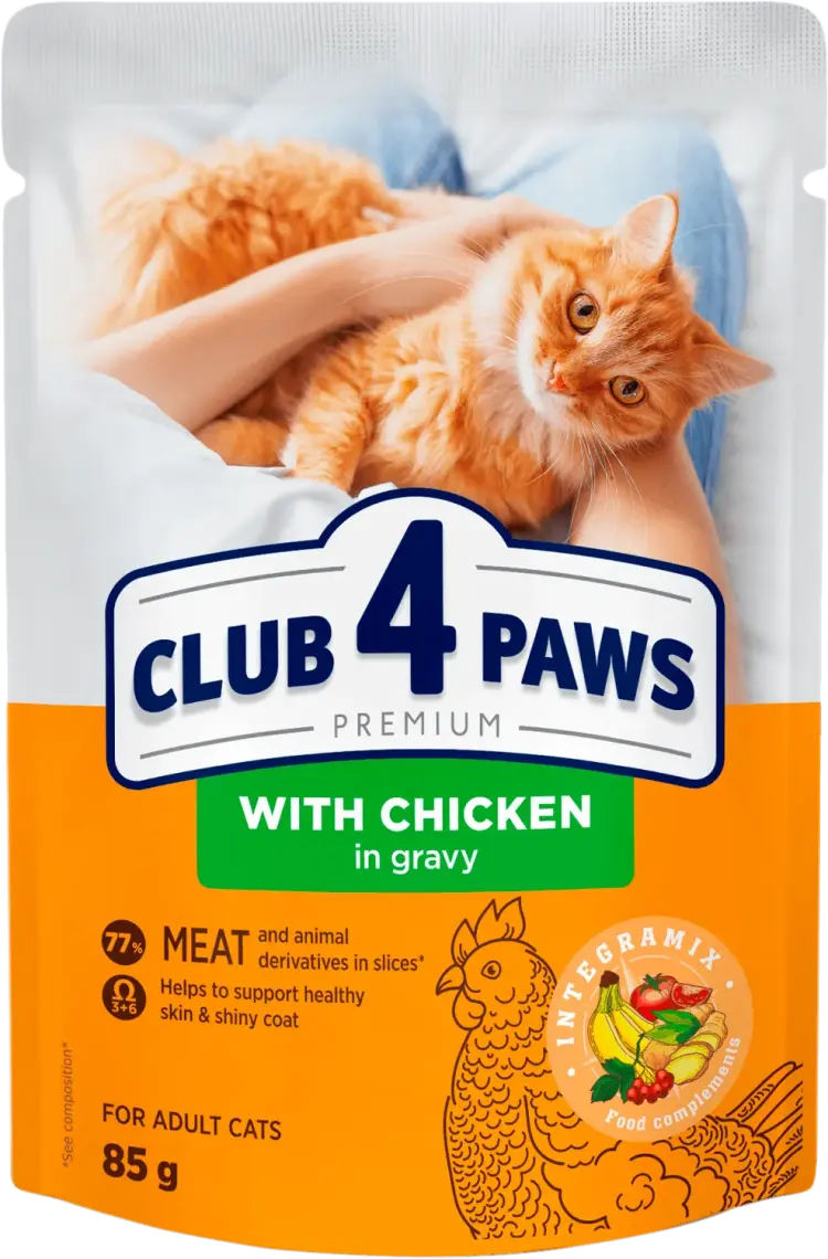 Корм для котів Club 4 Paws Premium з куркою в соусі 85 г