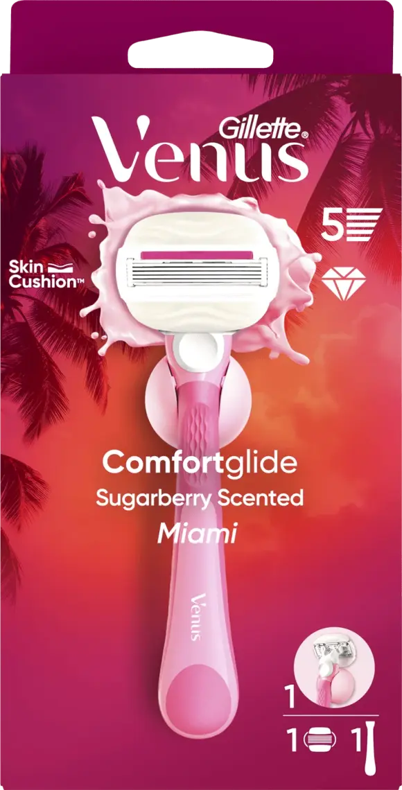 Станок для гоління жіночий Venus Comfortglide Miami Sugarberry з 1 змінним картриджем